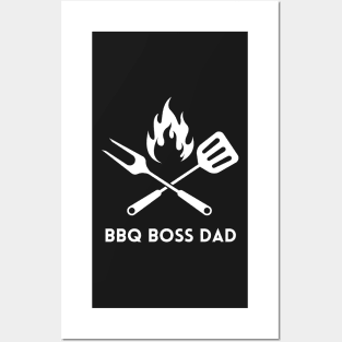 BBQ Boss Dad - white text Posters and Art